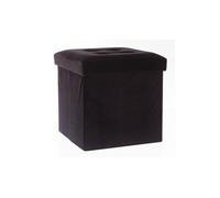 - Pouf Velour Leandre - Pliant - Noir - LYSANDRE