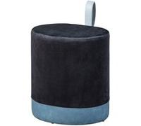 Pouf velours noir avec lanière en simili cuir Ocea Noir G