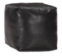 Pouf - vidaXL - 40 x 40 x 40 cm - Cuir véritable de chèvre - Noir - Vintage