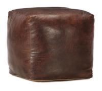 vidaXL Pouf 40 x 40 x 40 cm Cuir véritable de chèvre Marron foncé
