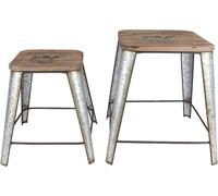 Pouf vintage vache Lot de 2 tables d'appoint Table fleurie Table basse Banquette