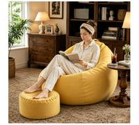 Pouf XL en Forme de Goutte pour Adultes, Canapé Pouf Rond