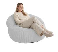 Pouf XXL déhoussable en Velours côtelé - 110 x 100 cm - Bananair - Gris clair