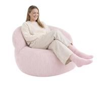 Bananair - Pouf Salon & Chambre en Velours Côtelé - Pouf Fauteuil XXL Doux & Élégant - Housse Lavable en Machine - Idéal Salon, Chambre Adulte, Ado (110x100cm, Rose Pâle)