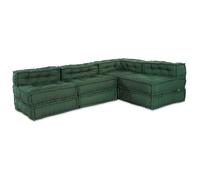 Pouffe Ensemble de 4 Vert Coton Pouffe d Angle, 70x70x54 cm