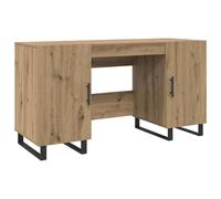 POUFGDR Bureau Bois d'Ingénierie 140 x 50 x 75 cm | Style industriel, finition mate, étagères et porte battante, rangement pratique, design urbain