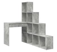 POUFGDR Bureau d'angle avec étagère Gris béton 101,5 x 149,5 cm | Bois d'ingénierie, Résistant aux rayures, Montage 2 façons, Fixation murale incluse