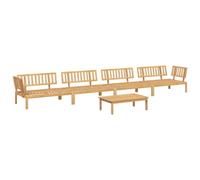 POUFGDR Canapé Palette Jardin en Acacia Massif 5 Pièces avec Table | Bois dur tropical huilé, dossier confortable, modulaire et mobile, capacité 110 kg par siège, coussin non inclus