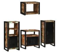 POUFGDR Ensemble Meuble Salle de Bain 4 pc métal Multicolore | Meuble sous lavabo, deux armoires, étagère, fixations murales, entretien facile, style moderne