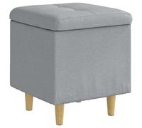 POUFGDR Ottoman de Rangement en Textile Gris Claire 40 x 40 x 45 cm | Design capitonné élégant, rangement caché sous le siège, pieds en bois stable, entretien facile par aspiration, usage