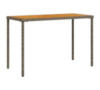 POUFGDR Table de Jardin Polyratan Grise 115x54x74 cm | Dessus en Acacia, Cadre en Acier, Résine Tressée Résistante aux Intempéries, pour Terrasse