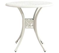 POUFGDR Table de Jardin Ronde Blanche 78 x 78 x 72 cm Aluminium Coulé | Stable, Pieds Séparés, Trou pour Parasol, Idéale pour Thé ou Café en Extérieur