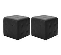 vidaXL 2X Poufs Tabouret Cube de Salle de Séjour Repose-Pied de Salon Ottoman Chambre à Coucher Maison Intérieur Confortable Noir Similicuir