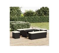 vidaXL Poufs avec coussins 2 pcs noir 40x30x40 cm résine tressée, repose-pieds, tabouret pouf, repose-pieds extérieur, repose-pieds pouf Noir G