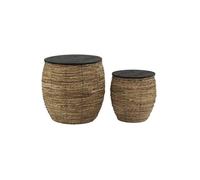 Poufs coffres en abaca et bois (lot de 2)