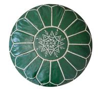 Poufs&Pillows Pouf Artisanal Marocain en Cuir Véritable Fait Main - Vendu Rembourré - Repose-Pied, Coussin de Sol, Ottoman (Vert Menthe)