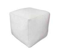 Poufs&Pillows Pouf carré - Fait main - Blanc - En laine et coton - Tabouret en tissu - 40x40x35 cm