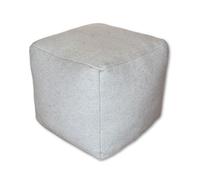 Poufs&Pillows Pouf carré - Fait main - Gris - En laine et coton - Tabouret en tissu - 40x40x35 cm