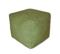 Poufs&Pillows Pouf carré - Fait main - Vert - En laine et coton - Tabouret en tissu - 40x40x35 cm