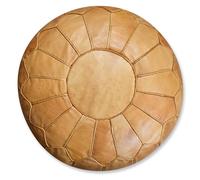 Poufs&Pillows Pouf Premium Marocain en Cuir Véritable Fait Main - Vendu Rembourré - Coussin de Sol, Ottoman (Naturel)