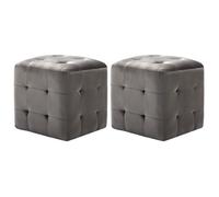 Poufs - vidaXL - Gris - Tissu velours - 30x30x30 cm - Lot de 2
