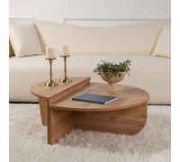 CONCEPT USINE | Table Basse Ronde Modulable 90 cm Poul Pin Atlantique | Design 2-en-1 Podium + Double Table | Bois Mélaminé Facile à Vivre | Idéal Salon Scandinave ou Contemporain