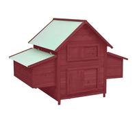 Poulailler 152 x 96 x 110 cm Bois de Sapin Massif Rouge et Blanc 02_0001709