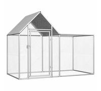 Poulailler 2 x 1 x 1,5 m en acier galvanisé avec toit imperméable et porte verrouillable, 4 verrous inclus dans la livraison, pour élevage de volailles et jardin, construction robuste