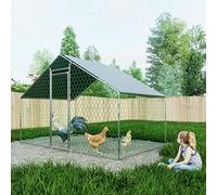 Poulailler 3 x 2 x 2 m - Enclos d'extérieur en métal avec toit en polyéthylène imperméable - Enclos pour poules, lapins et petits animaux