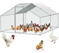 Poulailler, 3 x 3,93 x 1,99 m, parc à poules praticable pour la cour avec couverture, poulailler avec toit en tour et serrure de sécurité pour arrière-cour, ferme, cage à canards, lapins et volailles