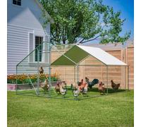 Poulailler 3 x 4 m avec enclos - Enclos d'extérieur accessible en tube d'acier de 1 mm - Verrou de sécurité et échelle de siège - Volière pour canards, pigeons, dindes, poules