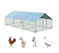 Poulailler 3 x 6 x 2 m - Grand enclos d'extérieur en acier galvanisé - XXL - Avec porte et chiffon de peinture imperméable résistant aux UV - Enclos pour petits animaux, poules, lapins, cages à