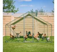 Poulailler 3x4m avec échelle à perchoir et verrou de sécurité - Tubes en Acier renforcé étanches de 1 mm, antidérapants - Idéal pour Poules, Pigeons, Canards, dindesards, dindes