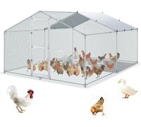 "Poulailler 4x3x2m avec toit de protection contre le soleil - parc à petits animaux en acier cage à poules y compris bâche PE - poulailler pour poules, canards, oies, lapins etc..."