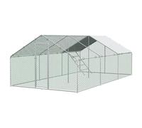 Poulailler accessible 3 x 4 m avec enclos - Enclos résistant à l'hiver en tube d'acier de 1 mm - Serrure de sécurité et échelle de siège - Volière pour canards, pigeons, dindes, poules