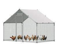 Poulailler Acier Galvanisé, Enclos Grillagé avec Porte Verrouillable et Bâche Oxford Imperméable pour Poules Canards et Lapins(6x3x2m)