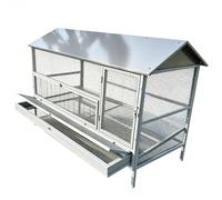 Poulailler Acier Manganèse 4 Poules avec Pondoir et Toit Imperméable | Acier extra-épais, résistant à la rouille, grillage ventilé, avec roues et bac(Gray Awning,Single cage)