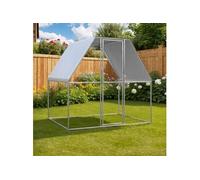 vidaXL Poulailler Cage à poulet 2x2x2 m acier galvanisé, porte verrouillable, argenté et gris