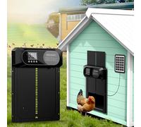 Poulailler automatique avec porte à énergie solaire avec 4 modes de fonctionnement et sécurité anti-pincement pour volaille, grand écran d'affichage