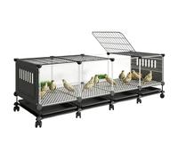 Poulailler avec 360° Roues Cage À Poulet Transparente HD Lucarne Supérieure Et Plateau Extractible pour Poulets Adaptée À L'élevage Domestique De Caille Canard Poule Oie(Black,148x47x54cm)