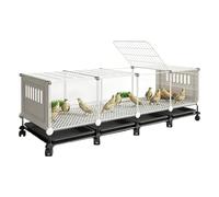 Poulailler avec 360° Roues Cage À Poulet Transparente HD Lucarne Supérieure Et Plateau Extractible pour Poulets Adaptée À L'élevage Domestique De Caille Canard Poule Oie(White,148x47x54cm)