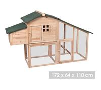 Poulailler avec clapier en sapin ""Mon Jardin"" - Beige/Vert - L 172 x P 64 x H 110 cm