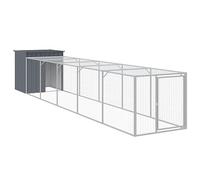 vidaXL Poulailler avec enclos 110x609x110 cm, acier galvanisé, anthracite