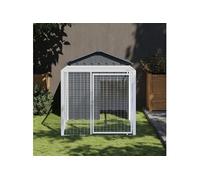 Poulailler avec cour anthracite 117x201x123 cm acier galvanisé