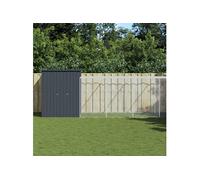 vidaXL Poulailler avec cour anthracite 165x659x181 cm acier galvanisé, poulailler, enclos à poules, poulailler avec enclos, cabane à poules anthracite G
