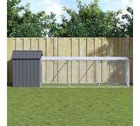 vidaXL Poulailler avec cour 3189076 117x813x123 cm acier galvanisé gris clair