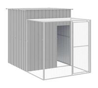 Poulailler avec défilé Gris Clair 165x251x181 cm Acier Galvanisé pour | Acier galvanisé, grille de ventilation, toit de protection, porte avec loquet, montage au sol plat