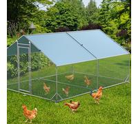 Poulailler avec enclos 3 x 4 x 2 m, volière en acier galvanisé, XXL avec housse étanche, enclos pour poules, lapins, oiseaux, petits animaux, durable et facile à monter