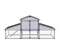 Poulailler avec enclos en aluminium | Enclos robuste pour petits animaux avec nichoir | Résistant aux intempéries et sûr pour les poules, lapins, etc.