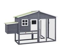 Poulailler avec nichoir 191 x 67 x 117 cm Bois de Sapin Massif Gris et Blanc 02_0001672